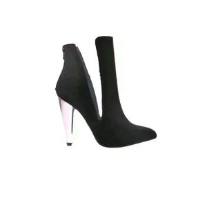 Truffle Collection Womens Hide & Seek Black Vegan Suede Cone Heel Bootie